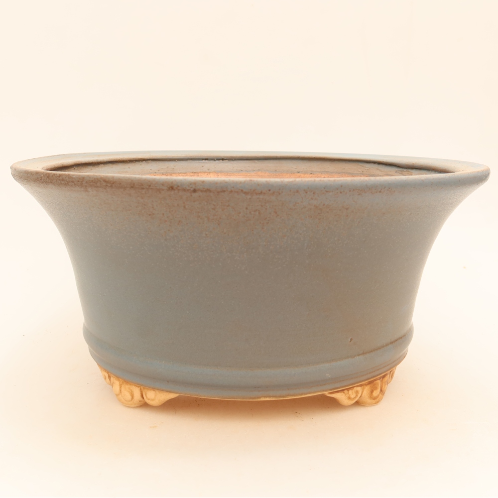 Pot à bonsaï en céramique 24,5 x 24,5 x 11 cm, couleur bleue