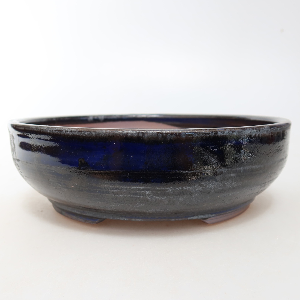 Bol à bonsaï en céramique 18 x 18 x 5,5 cm, couleur bleu