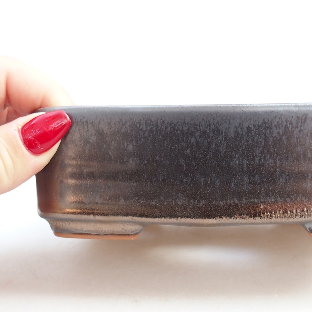 Bol bonsaï en céramique 14,5 x 10,5 x 4,5 cm, couleur métal