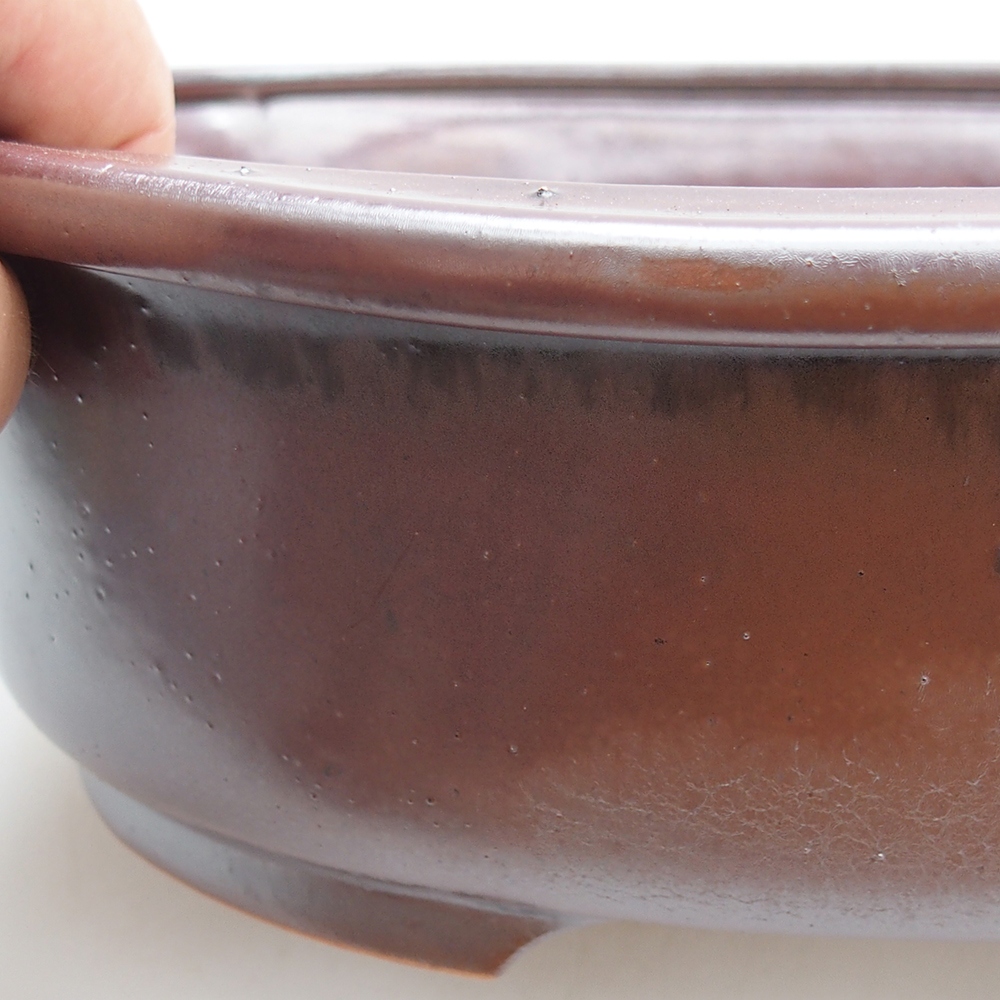 Bol à bonsaï en céramique 25 x 20,5 x 8 cm, bordeaux