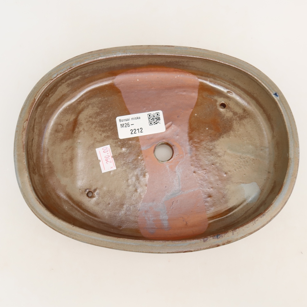 Pot à bonsaï en céramique 22 x 17 x 4 cm, couleur marron-bleu