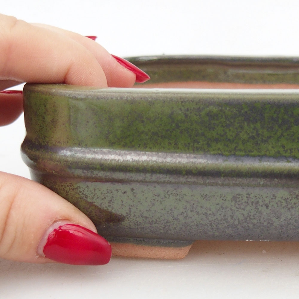 Bol à bonsaï en céramique 14,5 x 12,5 x 4,5 cm, vert