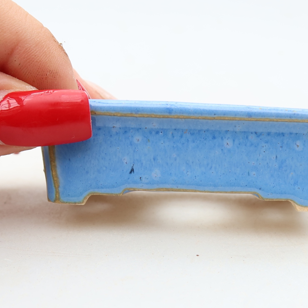 Pot à bonsaï en céramique 7 x 5 x 2 cm, couleur bleue