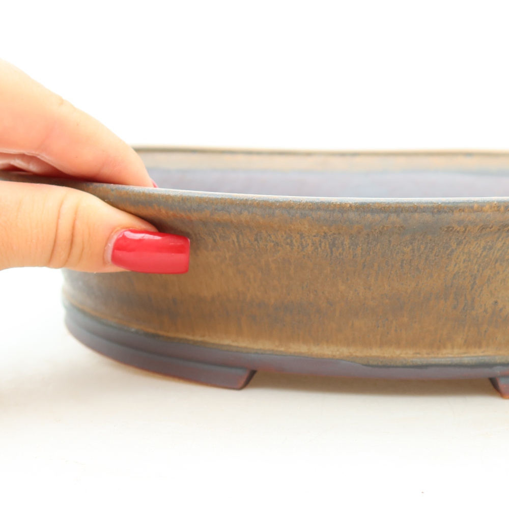 Pot à bonsaï en céramique 27 x 24,5 x 6 cm, couleur marron