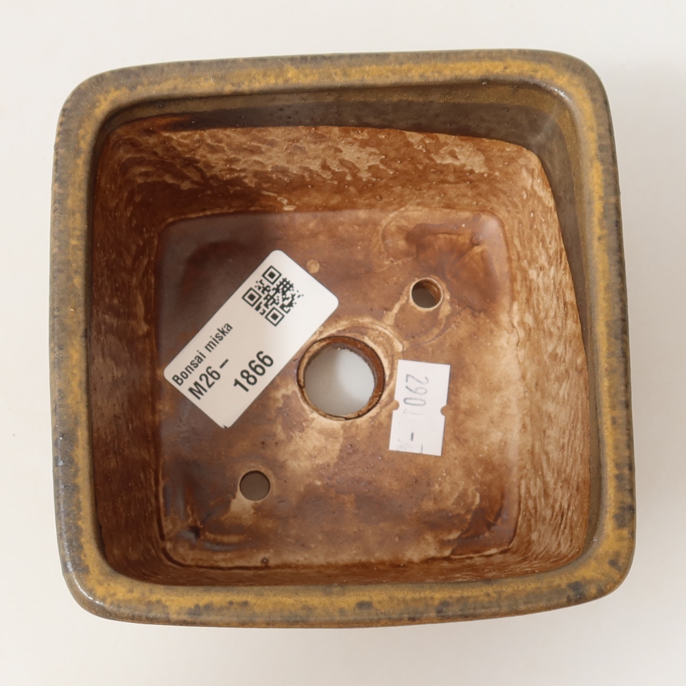 Pot à bonsaï en céramique 10,5 x 10,5 x 7 cm, couleur marron